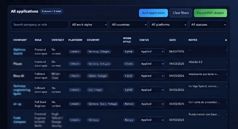 Job application tracker